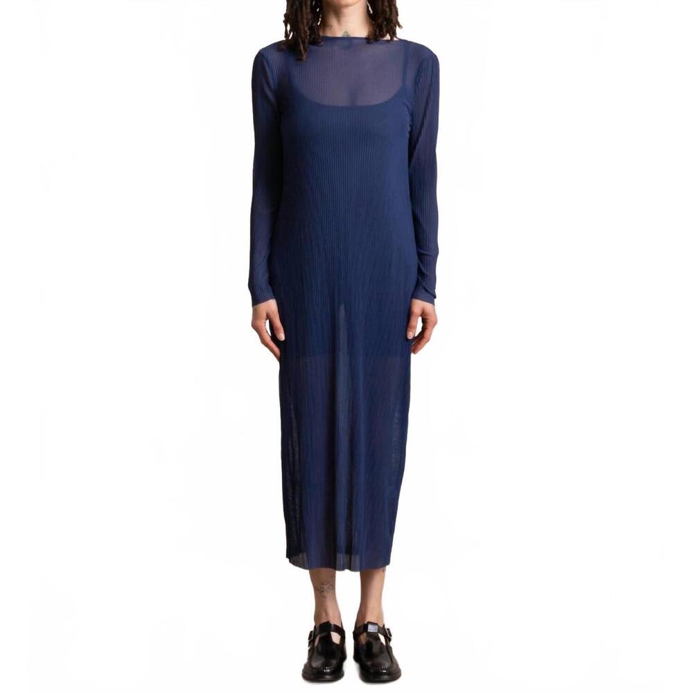 NEW ALI GOLDEN pleated mesh dress in navy - Picture 2 of 2